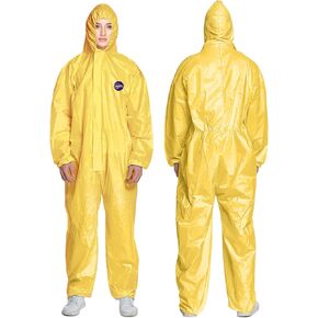 AXEL Yellow Hazmat Suits Disposable | 8 Size Options | 1 Pack, 5 Pack, or 20 Pack | Breathable Protective Coveralls with Hood