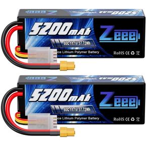 Zeee 3S 5200mAh Lipo Battery 11.1V 80C Hard Case with XT60 Connector for RC Car Truck Boat Airplane Quadcopter Helicopter Racing Hobby