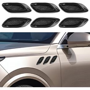6PCS Car Exterior Hood Side Door Air Vent Cover, Glossy Auto Fenders Trim Intake Grille Decorative Sticker, ABS Hood Spoiler Bumper Side Vent Decal Decoration for Most Cars (Black)