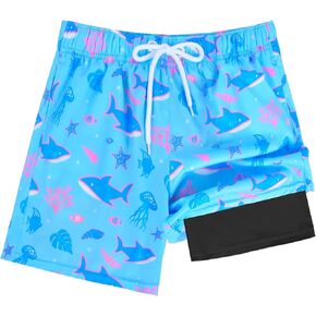Toddler Swim Trunks with Compression Liner Quick Dry Toddler Bathing Suits Boys Swim Shorts Swimsuit Kids Swimwear