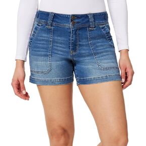WallFlower Women's Ultra 4" Relaxed Utility Denim Shorts Mid-Rise Insta Soft Juniors