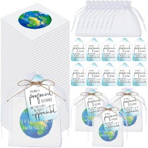50 Pcs Earth Day Party Favor Scented Sachets Earth Appreciation Gift Thank You Inspirational Cards Bags for Employees Social Workers Globe Day Party Favors, 5 Scents