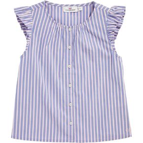 vineyard vines Girls' Poplin Ruffle Button Down Top