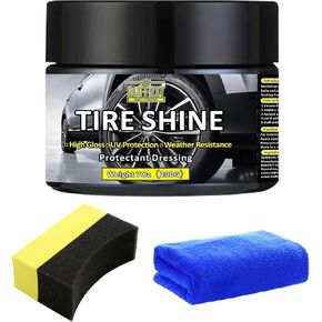 إطارات Shine High Gloss Paste - UV Protection Long -Ulrastaring Look Look Tyre Dressing للسيارات والشاحنات وسيارات الدفع الرباعي والدراجات النارية مع وسادة قضيب ومنشفة - 7oz 200g