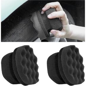 2 PCS Tire Dressing Applicator Pads, Reusable Hex Grip Tire Shine Applicator Polishing Sponge Pads, Wheel Tire Shine Detailing Foam for Most Vehicles, Car Accessories (Black, 3.15 Inch)