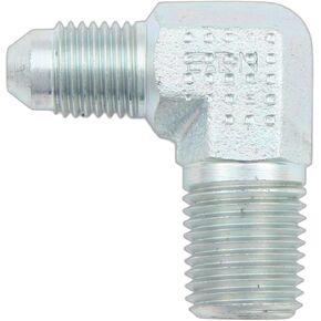 Aeroquip Fitting, Adapter, 90 Degree, 6 AN Male to 3/8 in NPT Male, Steel, Zinc Plated, Each