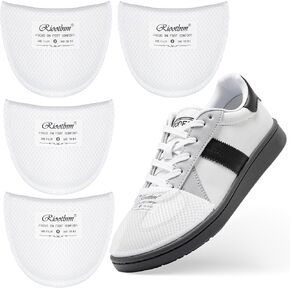 Riootlnm Comfort Fillers for Shoe Too Big, Spacers Cushions Pads for Loose Shoes, Size Reducer Made Shoe Fit Smaller, Prevent Slip Toe Inserts for Pain Relief (White, 1Pair(Half Size Bigger))