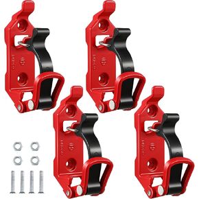 4 Pack Shovel Mount for Roof Rack, Quick Fist Clamp for Mounting Tools, Metal Rubber Clamp Mount for Truck, Car Accessories for Military Equipment, Axe Bracket, Off Road Accessories (Red)