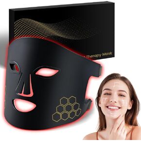Red Light Therapy for Face, Infrared LED Face Mask Light Therapy 4 Light Waves with 850nm Near Infrared, Portable Rechargeable Red Light Therapy Mask Skincare Device for Facial Rejuvenation