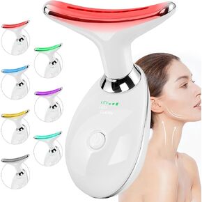 Red-Light-Therapy-for-Face and Neck, Face 𝖲 culpting Wand with 7 Color, Facial Massager Tool (White)
