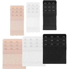 6PCS Bra Extenders 3 Hook,4 Hook,Women Elastic Extensions Bra Lady’s Breathing Room Stretchy Brasier Extension Strap Soft & Comfortable (Black White Skin)