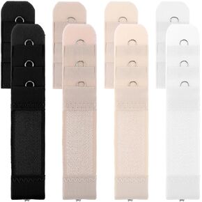 8 Pcs Women'S Bra Extender 1 Hook, Elastic Bra Extension Strap Stretchy Bra Band Extender Soft and Comfort Bra Extension for All Common Bra Models (Black, White, Nude)
