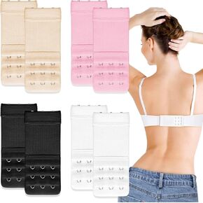 8PCS Bra Strap Extender 3 Hook/4 Hook/5 Hook, Women's Soft Comfortable Stretchy Back Bra Accessories Extensions Strap
