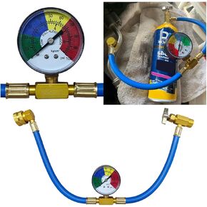 R134A CAR AC CAR AC STIRGERANTH CHOT ، خرطوم إعادة شحن الهواء ، مع مقياس لقياس الضغط المنخفض ، 1/2 بوصة يمكن النقر فوق و R134A مقرن سريع للسيارة/المبرد AC ، 100PSI