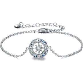 ONEFINITY Lighthouse/Compass Bracelet For Women Sterling Silver Lighthouse/Compass Pendant Bracelet Abalone Shell Birthday Jewelry Gift For Lover