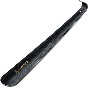ZOMAKE 16.5 Inch Long Shoe Horn for Boots, Stainless Steel, Metal Shoe Horn Long Handle for Seniors, Men and Women(Black)