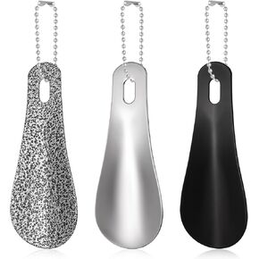 3PCS Small Shoe Horns, 4 Inch Stainless Steel Metal Shoes Horn Shoe Helper Mini Key Chain Travel Shoes Spoon for Men Women Seniors Travel