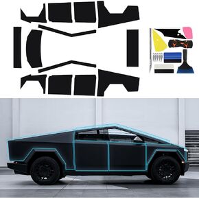 Matte Black Wrap Film Compatible with Tesla Cybertruck, Entire Precut Set with Self Adhesive TPU Paint Protection Film,Self Healing,Scratch and Fingerprint Resistant Car Protective Film