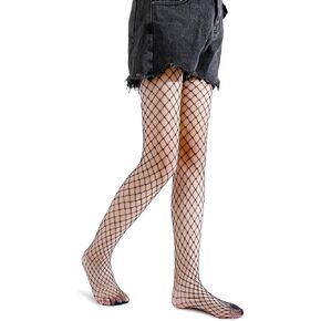 Pareberry Girl's Wide Fishnet Stockings Children's High Waist Mesh Tights for Age 5-14