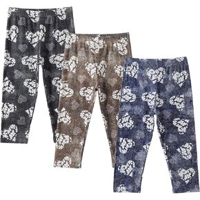 3 Pack Girls' Printed Capri Leggings Kids Soft Comfy Capri Pants