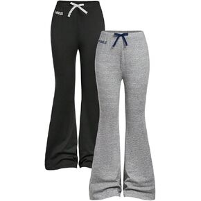 Girl's 2 Pack Letter Graphic Flare Leg Pants Leggings Bowknot Elastic Waist Bell Bottoms