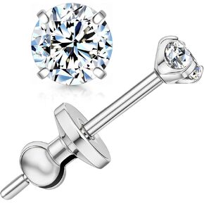 Limerencia Moissanite Titanium Stud أقراط ، D Color VVS1 Clarity Lab التي تم إنشاؤها أقراط مويسانيت ، فورم 66 أقراط من التيتانيوم من الدرجة الأولى للنساء للنساء آذان حساسة