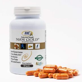 NWC Naturals MSM Gold – Systemic Enzyme Supplement with Turmeric, Tomato Lycopene & BioPerine for Nutrient Absorption – Joint & Muscle Support – 150 Antioxidant-Rich Vegetarian Capsules