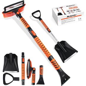 Maxlander 42 "Snow Brush Ice Clugers لزجاج أمامي للسيارات ، مكشقة ثلوج طوارئ قابلة للتمديد للثلوج 4 في 1