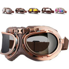 DREAMIZER Motorcycle Googles,Vintage Pilot Style Motorcycle Riding Goggles,UV Protection Motorcycle Goggles Over Glasses