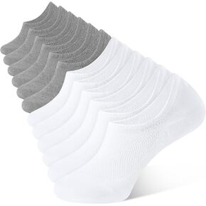 CLOSEMATE 6/8 Pairs Mens No Show Cotton Low Cut Ankle Casual Socks with Non Slip Grips