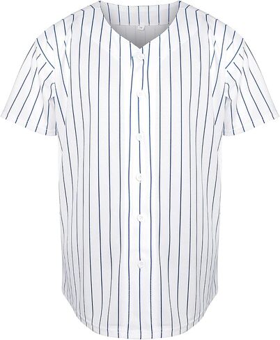 MESOSPERO Mens Button Down Shirts Short Sleeve Sports Uniforms Blank Baseball Jersey S-XXXL in Kuwait