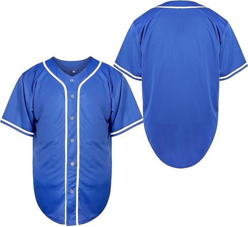 MESOSPERO Mens Button Down Shirts Short Sleeve Sports Uniforms Blank Baseball Jersey S-XXXL in Kuwait