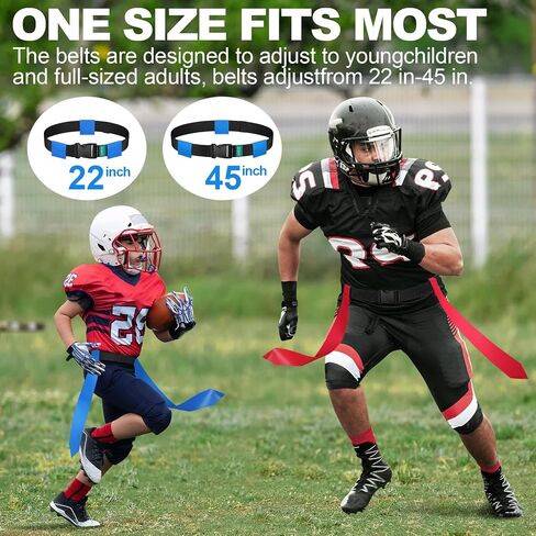 Flag Football Belts, 2/4/10/14 pcs of Adjustable Flag Football Set with Flags, Suitable for Youth Adults and Kids in Kuwait