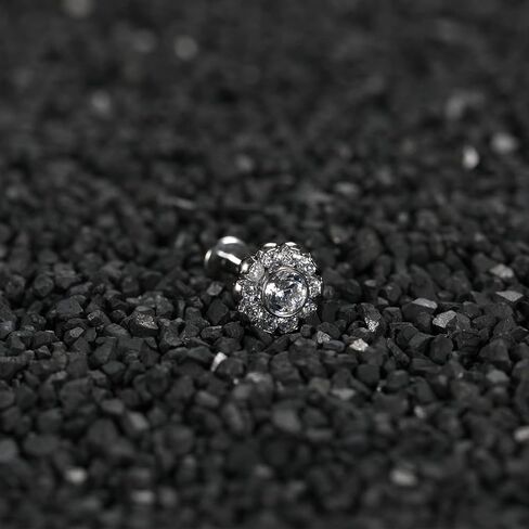 GAGABODY Labret Studs1 G23 Titanium Lip Piercing Jewelry Flower CZ Internally Threaded Earrings Tragus Earrings Helix Stud Cartilage Piercing Monroe Piercing Earring in Saudi Arabia
