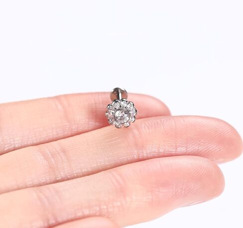 GAGABODY Labret Studs1 G23 Titanium Lip Piercing Jewelry Flower CZ Internally Threaded Earrings Tragus Earrings Helix Stud Cartilage Piercing Monroe Piercing Earring in Saudi Arabia