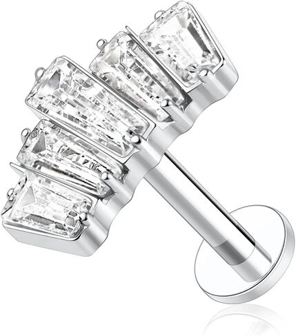 GAGABODY Labret Studs16g G23 Titanium Monroe Jewelry Silver Lip Piercing Jewelry CZ Opal Internally Threaded Labret Helix Cartilage Tragus Jewelry in Saudi Arabia