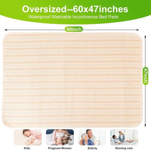 Adult Bed Pads Washable Waterproof Extra Large-60''x47'' 5-Layer Comfort Soft Extra Large Incontinence Bed Pads, Heavy Absorbency Nonslip Bed Wetting Pads Large in Saudi Arabia