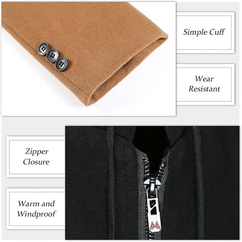 APTRO Men's Wool Trench Coat Winter Hoodie Coat Premium Business Wool Jacket in Kuwait