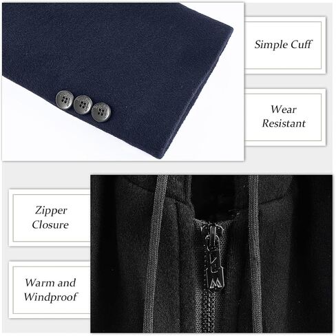 APTRO Men's Wool Trench Coat Winter Hoodie Coat Premium Business Wool Jacket in Kuwait