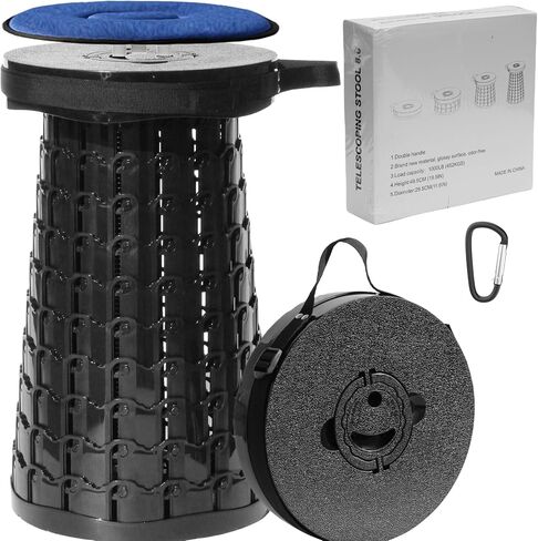ALEVMOOM Upgraded H 19.7" Collapsilbe Stool with 1.38" Thick Cushion,1000 lbs Capacity Wider & Taller Heavy Duty, Portable and Foldable Adjustable Telescoping Stool for Camping Hiking BBQ in Kuwait