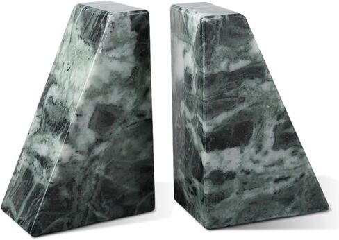Marble Bookends for Heavy Books, Decorative Bookends for Shelves, Green Stone Book Ends, Heavy-Duty Book Ends for Hardback Book & Cookbooks, Unique Book Stopper & Holder, Set of 2 in Kuwait