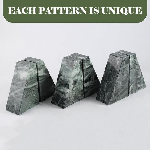 Marble Bookends for Heavy Books, Decorative Bookends for Shelves, Green Stone Book Ends, Heavy-Duty Book Ends for Hardback Book & Cookbooks, Unique Book Stopper & Holder, Set of 2 in Kuwait