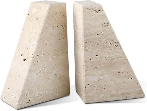 Marble Bookends for Heavy Books, Decorative Bookends for Shelves, Green Stone Book Ends, Heavy-Duty Book Ends for Hardback Book & Cookbooks, Unique Book Stopper & Holder, Set of 2 in Kuwait