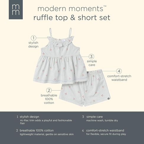 Modern Moments by Gerber Baby Girls 2-piece Ruffle Top and Short Set With Ric-rac in Saudi Arabia