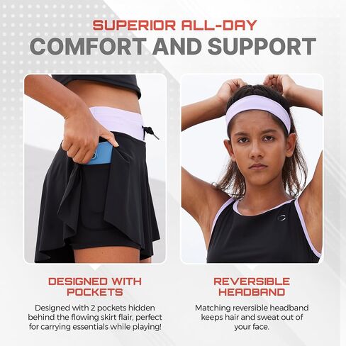 Flowy Girls Butterfly Shorts Skirts w/Pockets & Athletic Sleeveless Tank Tops, Dance Tennis Cheer Running (5pc Set) in Saudi Arabia