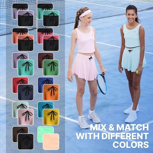 Flowy Girls Butterfly Shorts Skirts w/Pockets & Athletic Sleeveless Tank Tops, Dance Tennis Cheer Running (5pc Set) in Saudi Arabia
