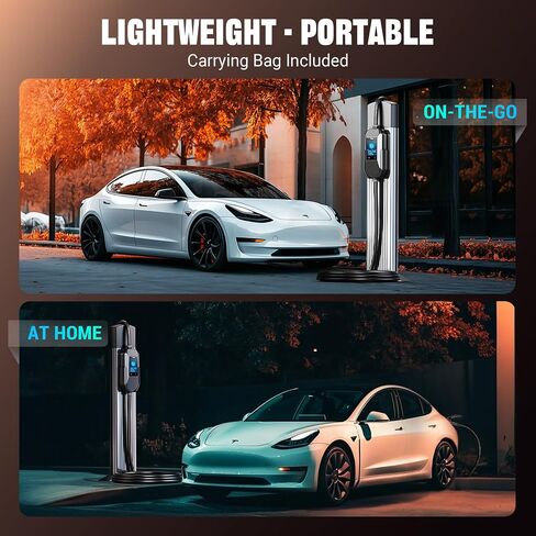 Tera 2025 New EV Charger for Tesla 40A 2.8" Largest Display ETL FCC 25FT NACS Level 2 NEMA 14-50 Plug & NEMA 5-15 for Level 1 Waterproof Patent IP66 Portable EV Charger for Tesla Model Y/3/S/X P06 in Saudi Arabia