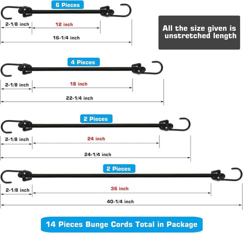 حبال بنجي صغيرة مع خطافات حجم متنوعة من 12 بوصة ، 18 بوصة ، 24 بوصة وطول 36 بوصة ، خطافات معدنية تراجع من الدرجة البحرية دون نهاية حادة ، 1/4 بوصة الحبل المطاطي in Kuwait