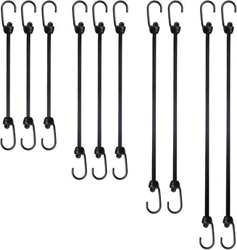 Small Bungee Cords with Hooks Assorted Size of 12 inch, 18 inch,24 inch and 36 inch Length, Marine Grade Dip Coating Metal Hooks Without Sharp End, 1/4 inch Diameter Rubber Bungee Cord in Saudi Arabia