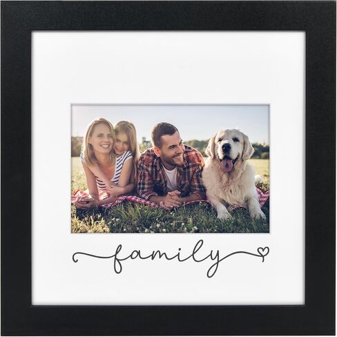Americanflat Family Picture Frame with Shatter-Resistant Glass - Use as 4x6 Frame with 3 Interchangeable Mats or Display 8x8 Photos without Mat - Signature Collection - For Mom, Dad or Sister - Black in Kuwait